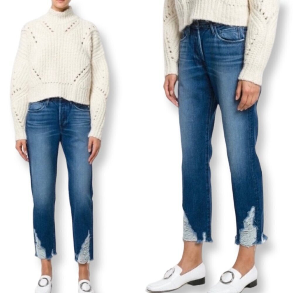 3x1 Higher Ground High-Rise Boyfriend Cropped Jeans Denim Size 24